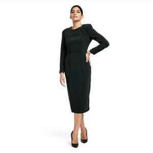 Sergio Hudson x Target Womens Strong Shoulder Black Midi Dress Size XXS